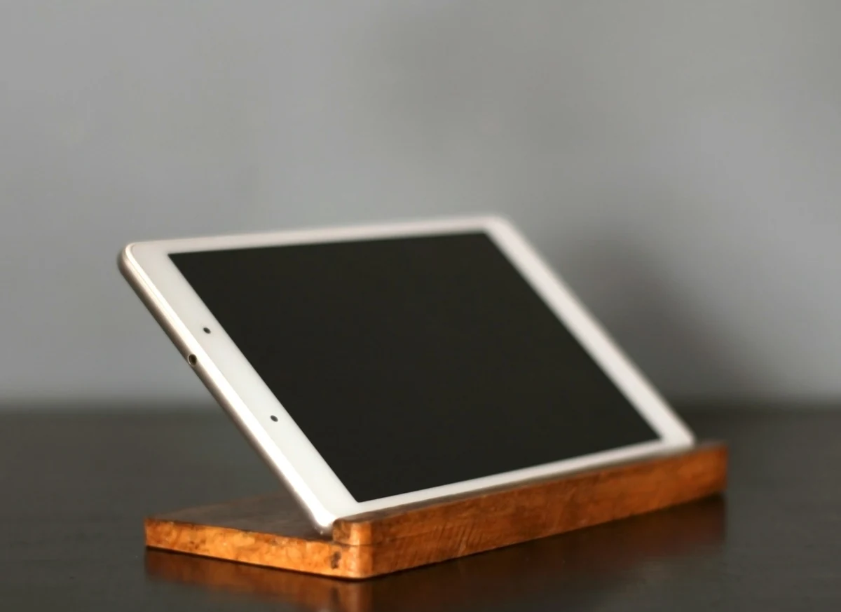 Tablet on a stand at the counter